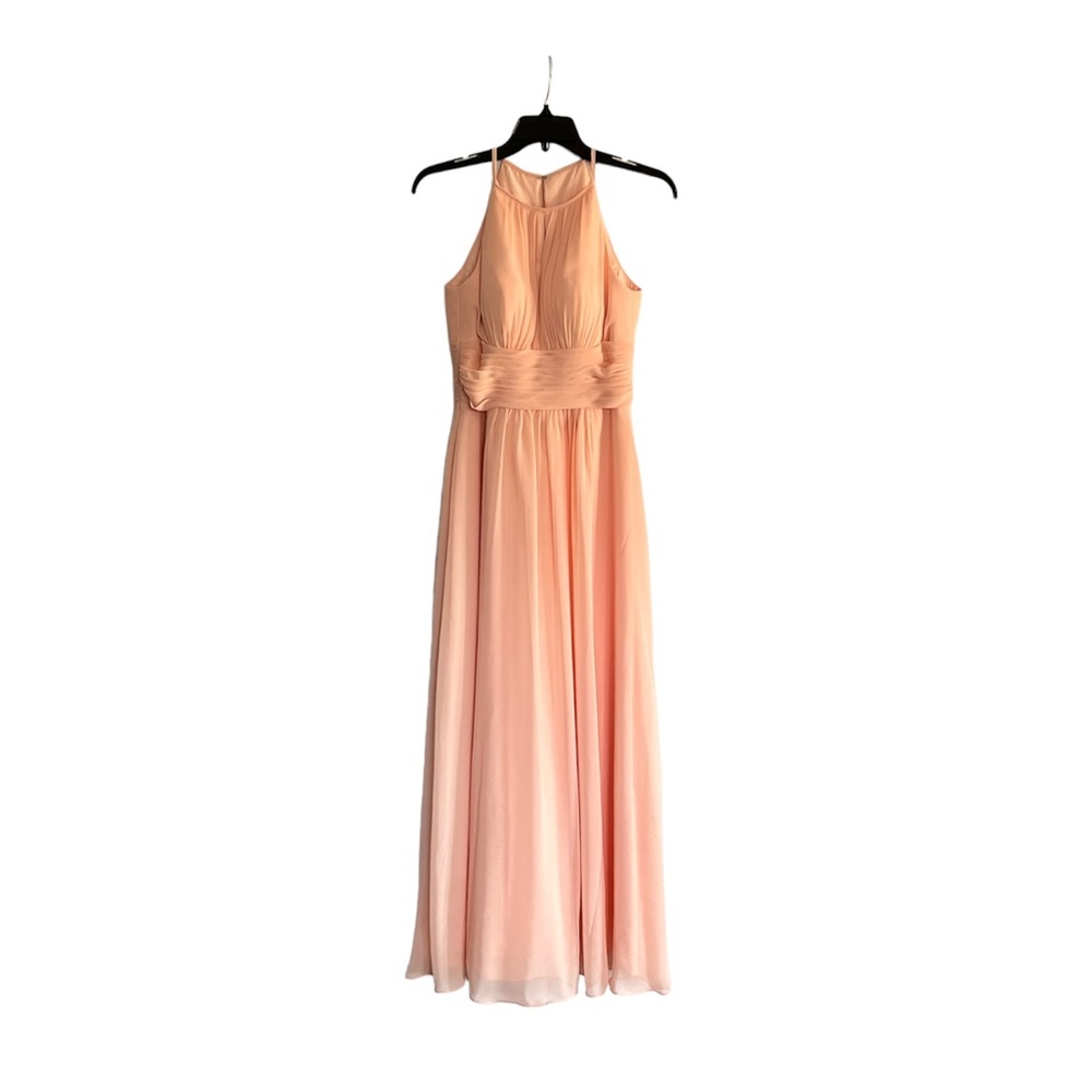 NWOT Azazie Pink Empire Waisted Sleeveless Maxi Bridal Prom Long Dress Gown XS